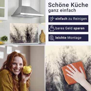 Кухонний фартух timalo зі скляним виглядом Акрилове скло 2 мм Бризкозахисна стіна для плити, скляний фартух, акрилові скляні стінові панелі, захисна панель для фартуха Бетонно-блакитно-сірий (60x52 см, 209- Пампасська трава)