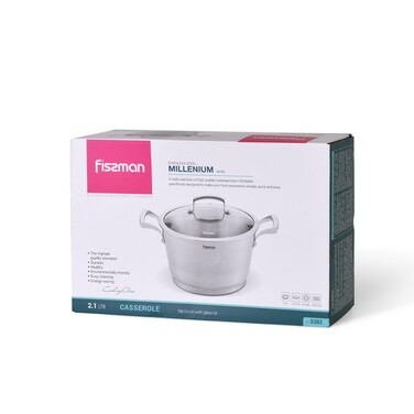 Кастрюля Fissman MILLENIUM 18x10 см/2,1л со стеклянной крышкой (5362)