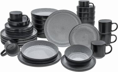 Серія Nordic Fjord набір посуду з 18 предметів, набір керамічних тарілок (комбінований сервіз 30 шт. , іній), 21551