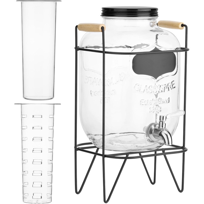 Диспенсер для напитков стеклянный с краном 5 л Navaris