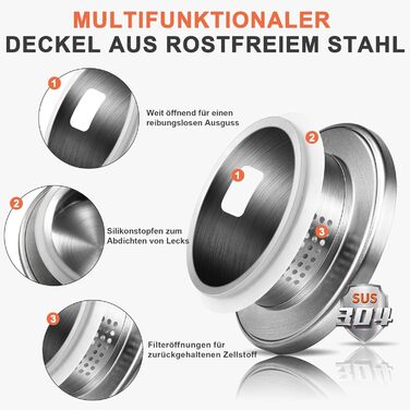 Кувшин с крышкой и щеткой для горячих/холодных напитков 2,1 л SUSTEAS