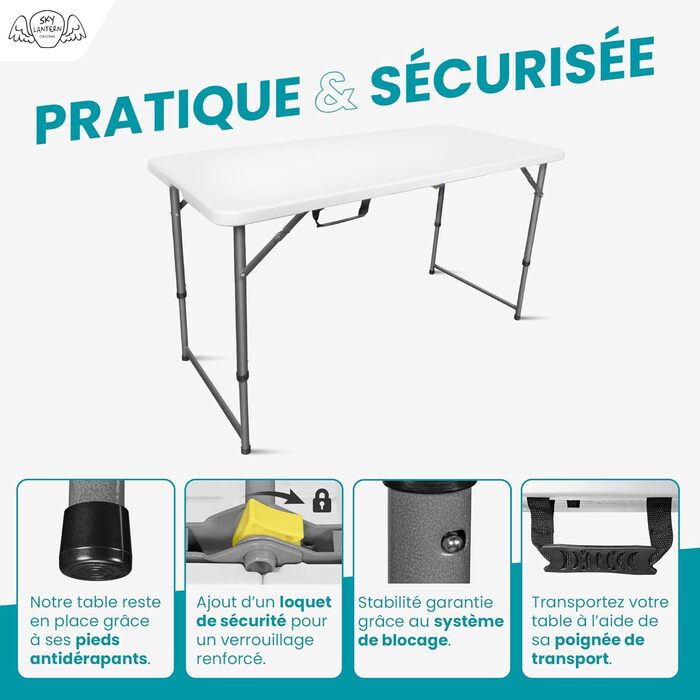 Розкладний стіл 120 х 60 х 74 см SKYLANTERN