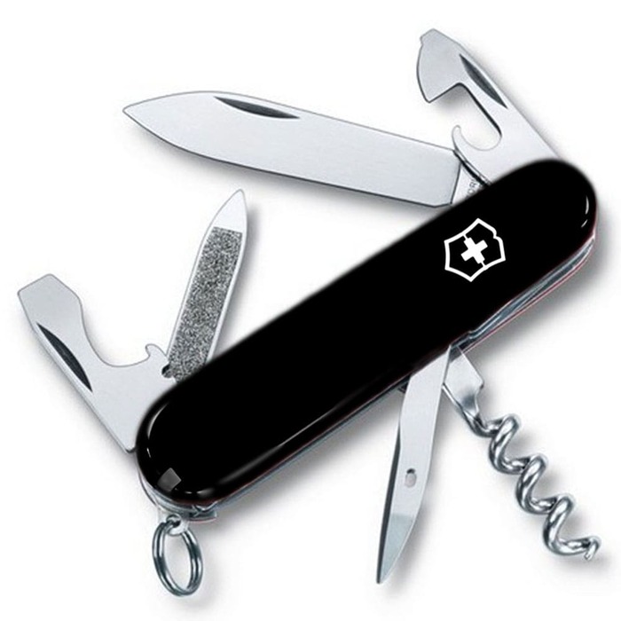 Ніж швейцарський 13 функцій, 84 мм, чорний Victorinox Sportsman