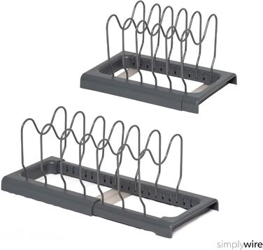 Тримач для посуду розсувний, набір 2 предмети, сірий Simplywire
