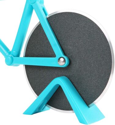 Резак для пиццы в виде велосипедиста с подставкой, сине-зеленый KUONIIY