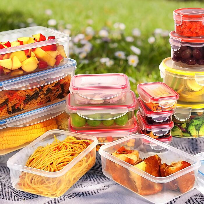 Контейнери для зберігання харчових продуктів YASHE з кришками, 16 шт. (8 контейнерів, 8 кришок), набір контейнерів для зберігання, 100 герметичні, без BPA, 0,24-1,5 л (SE-50PCS)