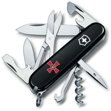 Нож Victorinox Climber Army 91мм/14funk/черный/Эмблема ВСУ