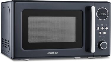 Мікрохвильова піч MEDION Retro (20 літрів, приблизно 800 Вт, 5 налаштувань мікрохвильової печі, 8 автоматичних програм, цифровий дисплей, функція розморожування, компактна, MD15000) бежевий (сірий)