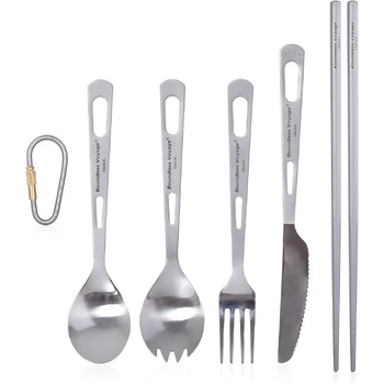 Безмежна подорож Титановий посуд Кемпінговий ніж і виделка Ложка Домашнє використання Набір столових приборів для подорожей для кемпінгу (Ti1546BQ)