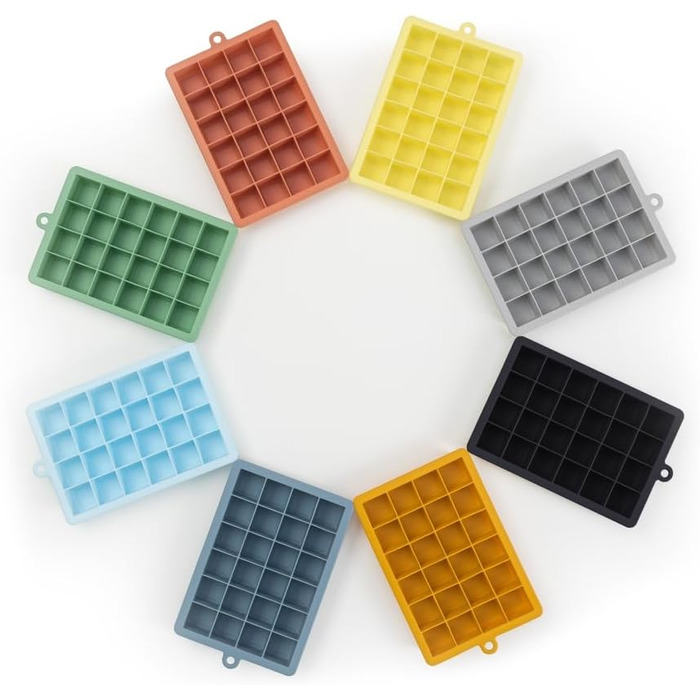 Силіконові формочки для льоду Blumtal 2x24 - Формочка для льоду - Силіконова форма для льоду діаметром 2,6 см - 2 формочки для льоду середнього розміру - Льодогенератор без BPA 2 шт. - Кубики середнього розміру (кубик M, Ultimate Grey - жовтий)