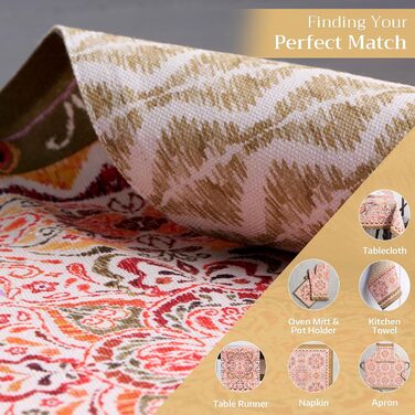 Бавовняні килимки для серветок, набір з 4 шт. , декоративні килимки для серветок, пасхальні килимки, що миються, для свят, вечерь, весни, літа (33 см x 48 см) (27 - Дамаск), 39Hermine 100