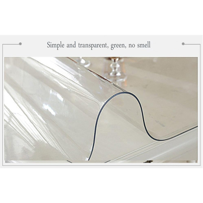 Прозорий захисний чохол для скатертини Ever Fairy, 2,0 мм, ПВХ-килимок для кухні, їдальні, дерев&39яних меблів, захисний чохол (60 x 110 см) (прозорий прямокутний 2 мм, 160 x 80 см (прямокутний))