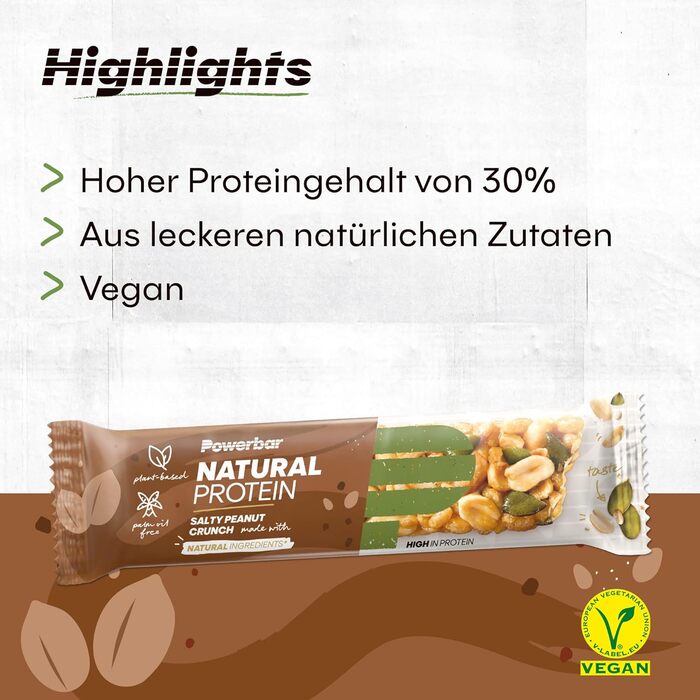 Протеїнові батончики Natural Protein, 24 x 40 г Солоний хрумкий арахіс Powerbar