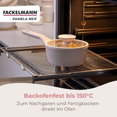 Сотейник 16 см с ребристым дизайном со стеклянной крышкой, пастельно-бежевый Pamela Reif Fackelmann