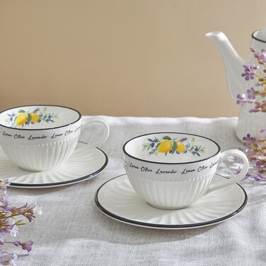 Набір з 2-х кухлів Fissman PROVENCE 250 мл з блюдцями порцеляна (13618)