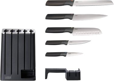 Набор ножей с подставкой и точилкой, 6 предметов, черный Elevate SlimBlock Joseph Joseph
