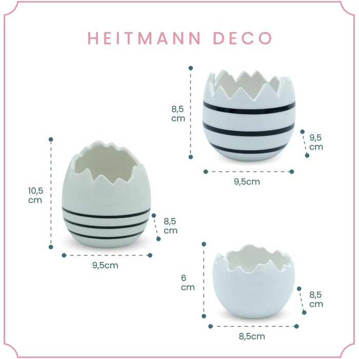 Набір декоративних елементів Heitmann керамічні великодні прикраси під порцеляну, для встановлення, білі, приблизно 12,5 x 10,5 x 8 см (яєчна шкаралупа)