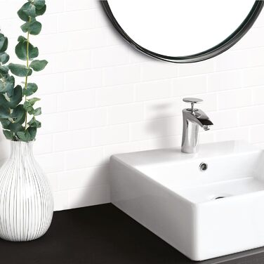 Наклейки для плитки, що самоклеяться - упаковка з 5 аркушів 29,36 см x 21,29 см - 3D самоклеючі ПВХ наклейки для плитки та фартуха для кухні, ванної кімнати та стін, кольорова та водонепроникна плитка (чисто-білий колір)