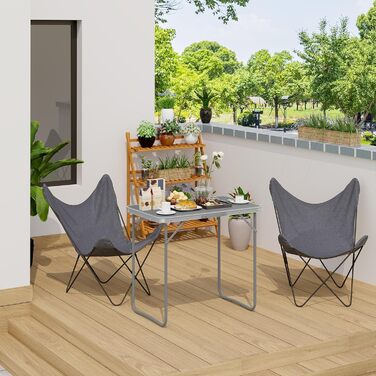 Розкладний стіл для відпочинку 80x50x70 см сірий eSituro