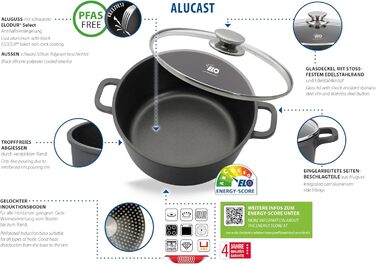 Каструля 1,3 л алюмінієва зі скляною кришкою 16 см Alucast ELO
