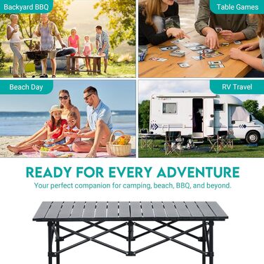 Складной кемпинговый стол 95 x 55 см черный ZOESTORAGE