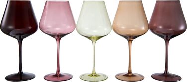 Набір кольорових кришталевих келихів для вина 5 шт 590 мл Khen