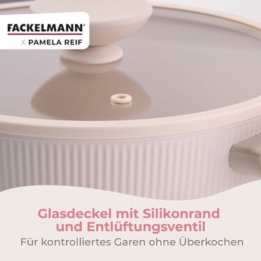 Кастрюля 24 см с ребристым дизайном со стеклянной крышкой, пастельно-бежевый Pamela Reif Fackelmann