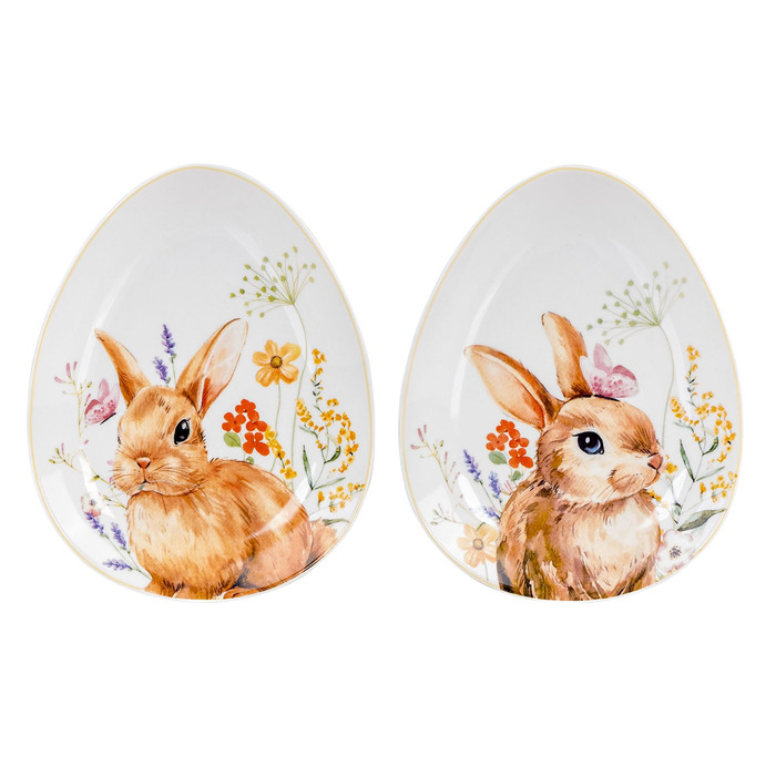 Набір із 2 великодніх тарілок з малюнком кролика levandeo