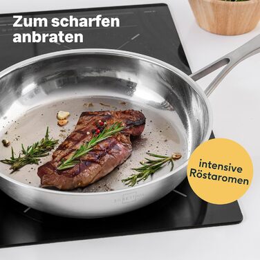 Набір з 2 сковорідок 28 см, нержавіюча сталь з покриттям та без покриття Silberthal