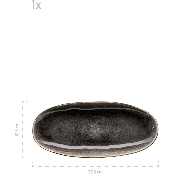 Современный набор тарелок на 4 персоны в захватывающем винтажном стиле, набор из 3 тарелок со специальной комбинацией глазури черного и коричневого цветов, керамогранит, 934070 Series Niara Organic