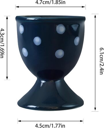 Керамічні чашки для яєць Cinf у горошок, великодній подарунковий набір із 4 порцелянових підставок для сніданку, міцні, легко миються, багаторазові, великодній подарунок (синя крапка)