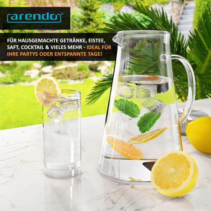 Скляний глечик з боросилікатного скла 1,9 л Arendo