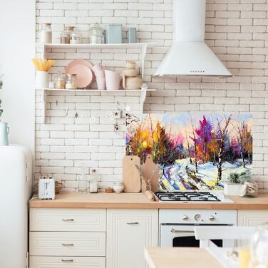 Дизайнерський кухонний фартух з алюмінієвого композиту, кухонний фартух, товщина 3 мм, 60x100 см, (Зимовий ліс)