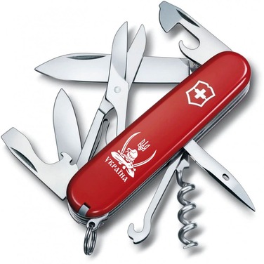 Ніж Victorinox Climber Ukraine 91мм/14функ/черв /Козак з шаблями біл.