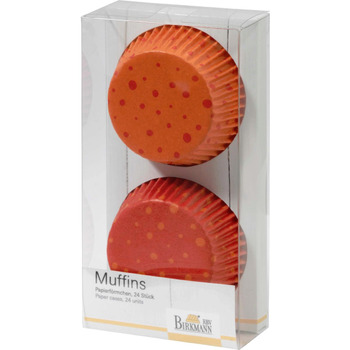 Набір форм для випічки маффінів, 24 шт, 7 см, червоний / оранжевий, Happy Birthday RBV Birkmann