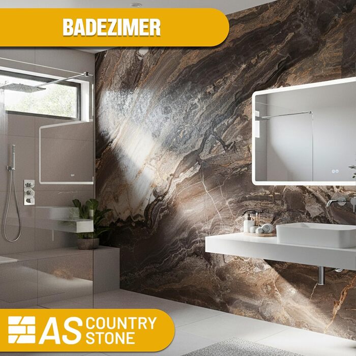 Стінові панелі AS Country Stone під мармур 60x120 см ПВХ-облицювання стіни з пластикових панелей для кухні, ванної кімнати тощо Панель кухонного фартуха (4 шт., колір Arebesceto Brown)