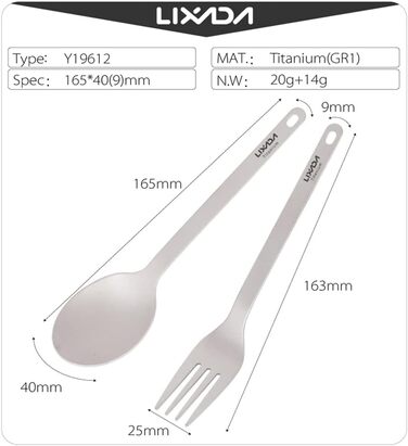 Туристический набор посуды из титана Lixada