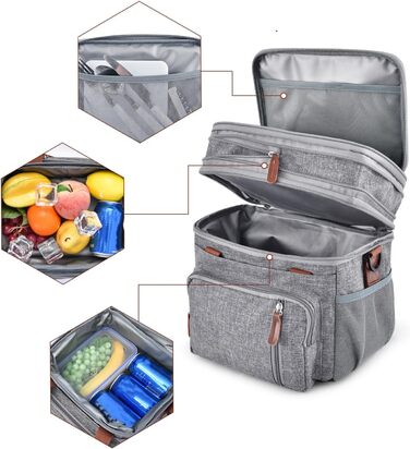 Преміальна ізольована сумка-холодильник, тканина Оксфорд з регульованими ремінцями, двошарова термосумка для кемпінгу на свіжому повітрі, сіра