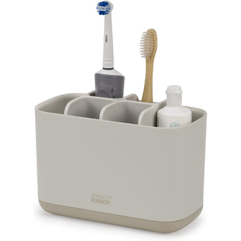 Держатель для зубных щеток, пластик, нескользящее дно, держатель для зубных щеток для столешницы раковины в ванной, (Caddy, большой, бежевый)