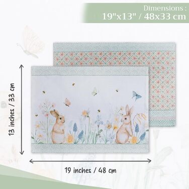 Серветки Maison d&39Hermine зі 100 бавовни, набір з 4 шт. , декоративні серветки, пасхальні серветки, що можна прати, для свят, вечерь, весни, літа (33 см x 48 см) (010 - Великодня роса)