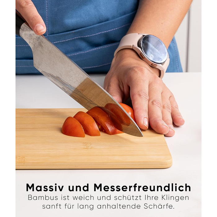 Набір дерев'яних обробних дощок Deco haus з міцної акації 2 см завтовшки - дошки з жолобком для соку - кухонні дерев'яні дошки 40x30, 33x24, 26x18 см - набір дерев'яних дощок (6 шт., бамбук)