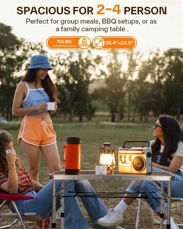 Складаний кемпінговий стіл з регульованою висотою 90 x 60 см Sportneer