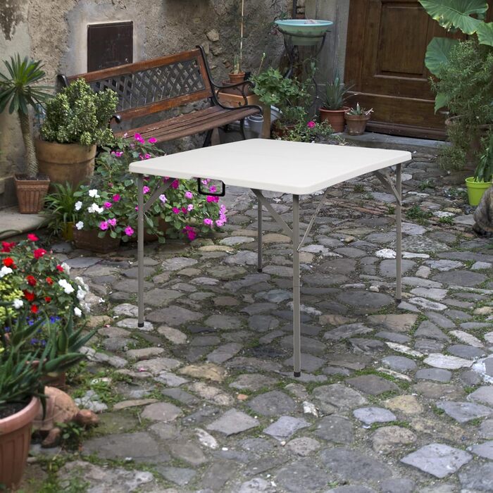 Сложный кемпинговый стол 86 x 86 x 74 см белый Bonnlo
