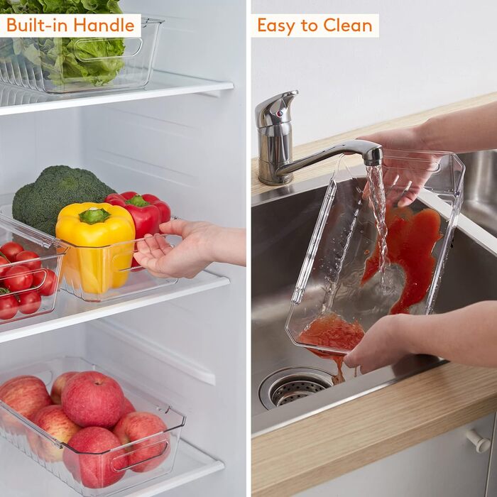 Набір органайзерів для холодильника Lifewit 8 шт. , контейнер для зберігання контейнера для зберігання холодильника Прозорий контейнер для зберігання Коробки-органайзери для кухонної морозильної камери, стільниця комори, без бісфенолу А 8 шт.