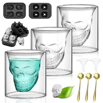 Набор из 10 предметов включает в себя 3 стакана с изображением черепа BITEFU