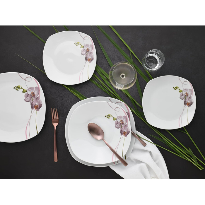 Набор тарелок на 6 персон, 18 предметов, Square Orchidee Creatable