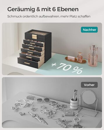 Органайзер для ювелирных изделий 6-уровневый, черный SONGMICS