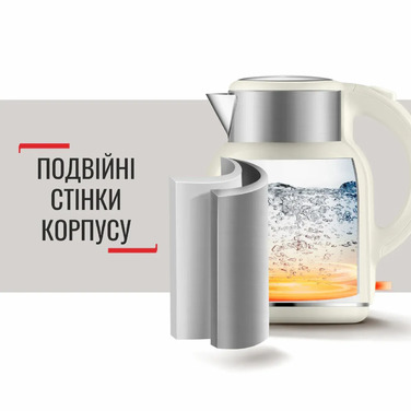 Tefal Електрочайник Thermo Protect XL, 1.9л, пластик, нержавіюча сталь, бежевий