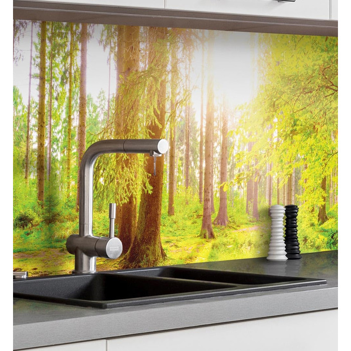 Самоклеючий кухонний фартух - матовий, преміальна бризкозахисна плівка 0,4 мм як доступна альтернатива склу, легке встановлення та очищення - висота 60 см - Дизайн Світло-сірий мармур 180 x 60 см (Лісово-зелений, Ш 340 см x В 60 см, 0,2 мм)