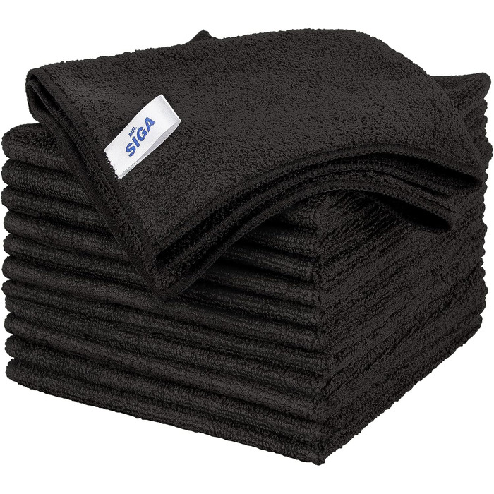 Серветки з мікрофібри 32 х 32 см, набір 12 предметів, чорні MR.SIGA